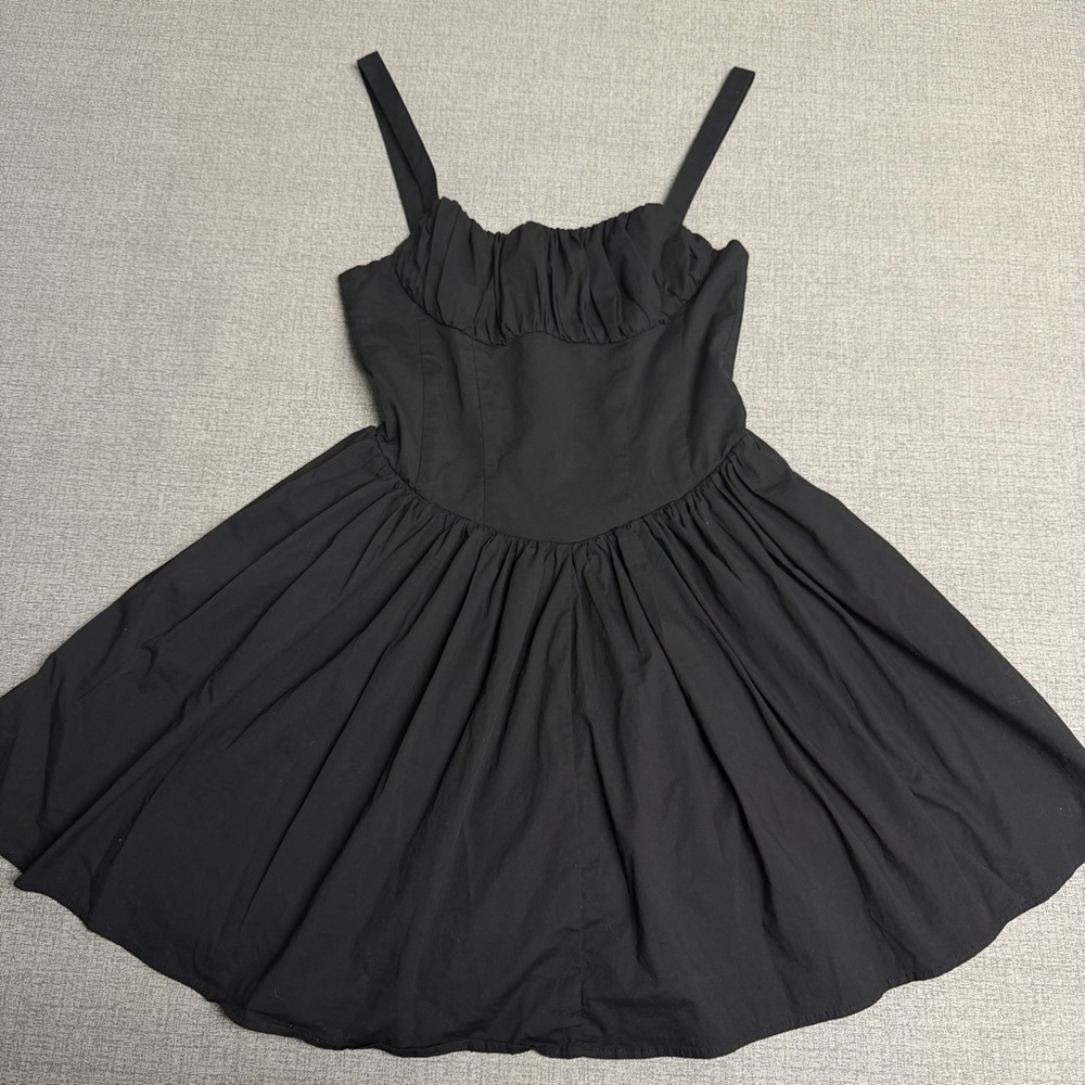 ZARA Voluminous Skirt Mini Dress Black - Picture 3 of 9